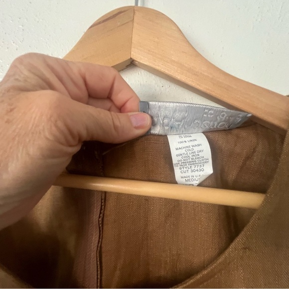 Carol Anderson Vintage linen Dress size Medium Brown Embroidered - Picture 5 of 11